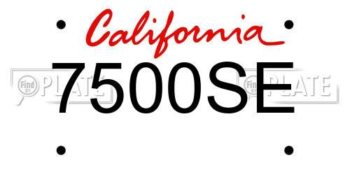 7500SE California License Plate