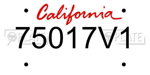 75017V1 California License Plate