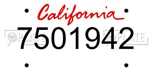7501942 California License Plate