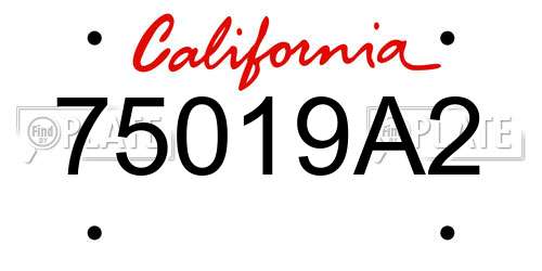 75019A2 California License Plate