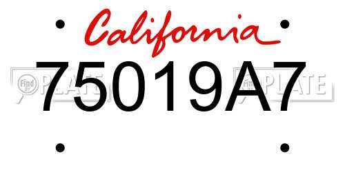 75019A7 California License Plate