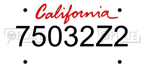 75032Z2 California License Plate