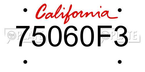 75060F3 California License Plate
