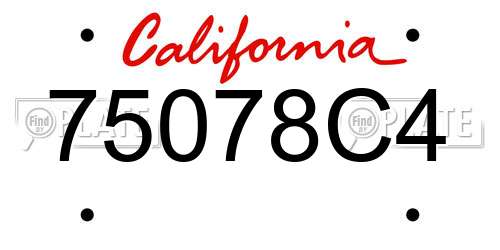 75078C4 California License Plate