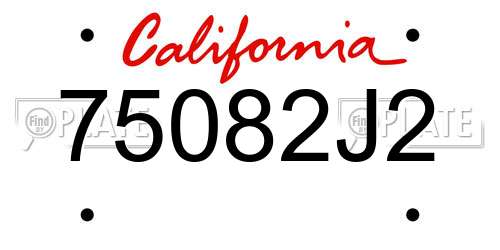 75082J2 California License Plate