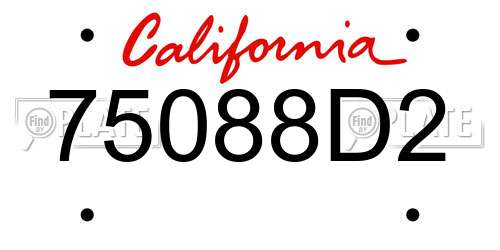 75088D2 California License Plate