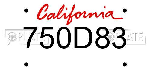 750D83 California License Plate