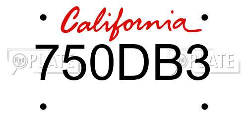750DB3 California License Plate