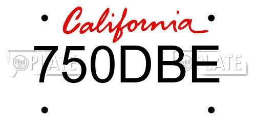 750DBE California License Plate