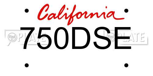 750DSE California License Plate