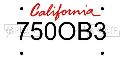 750OB3 California License Plate