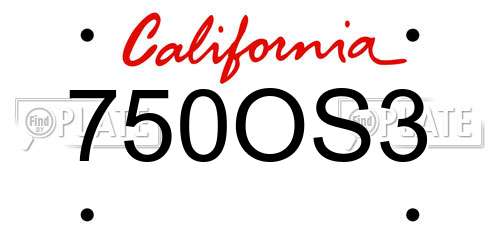 750OS3 California License Plate