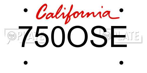750OSE California License Plate
