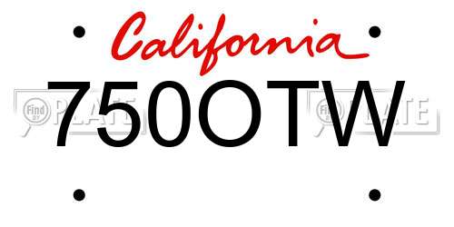 750OTW California License Plate