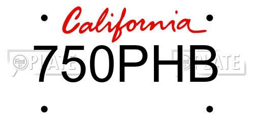 750PHB California License Plate