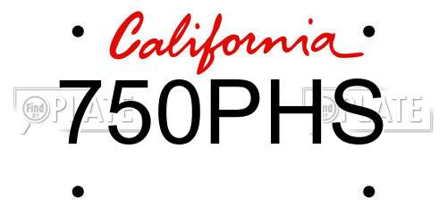 750PHS California License Plate