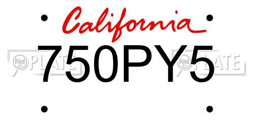 750PY5 California License Plate