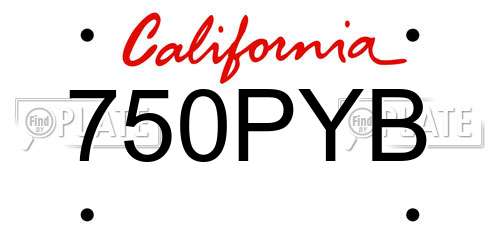 750PYB California License Plate