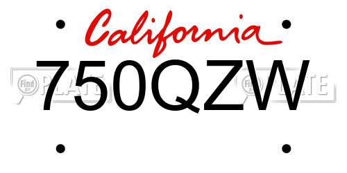 750QZW California License Plate