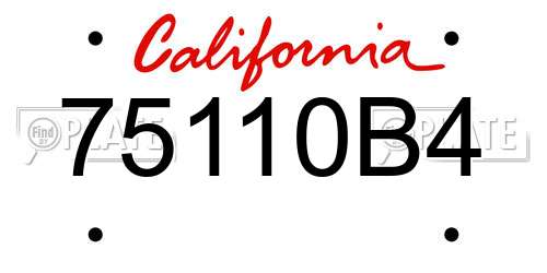 75110B4 California License Plate