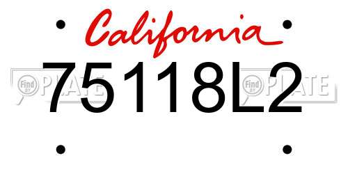 75118L2 California License Plate