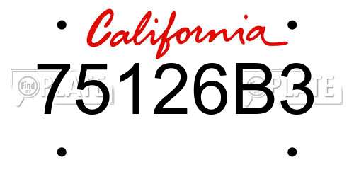 75126B3 California License Plate