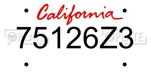 75126Z3 California License Plate