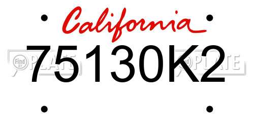 75130K2 California License Plate