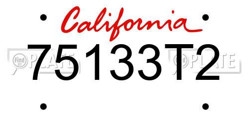 75133T2 California License Plate