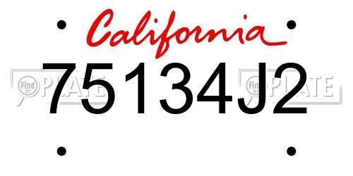 75134J2 California License Plate
