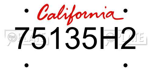 75135H2 California License Plate