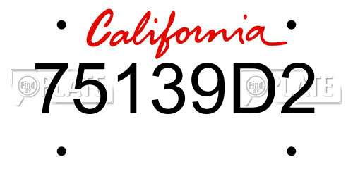 75139D2 California License Plate