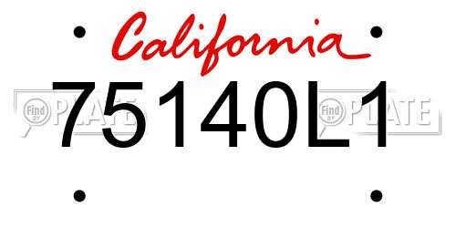 75140L1 California License Plate