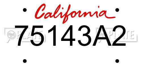 75143A2 California License Plate