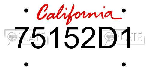 75152D1 California License Plate