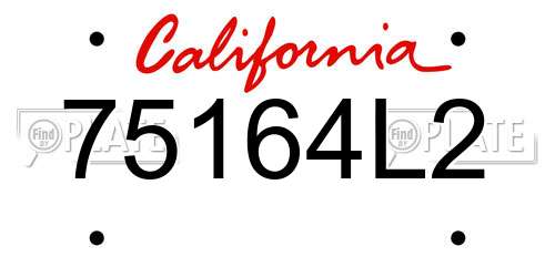 75164L2 California License Plate