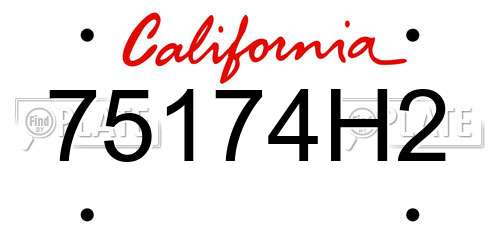 75174H2 California License Plate