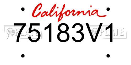 75183V1 California License Plate