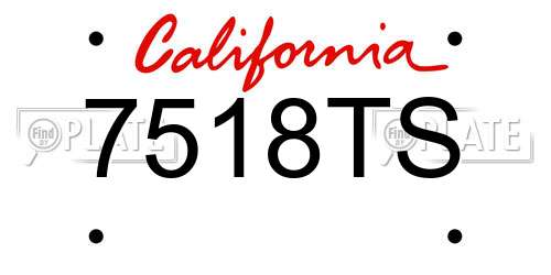 7518TS California License Plate