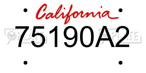 75190A2 California License Plate