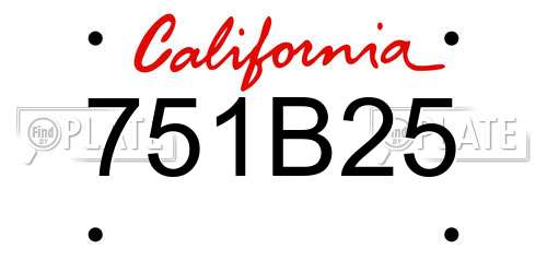 751B25 California License Plate