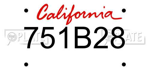 751B28 California License Plate