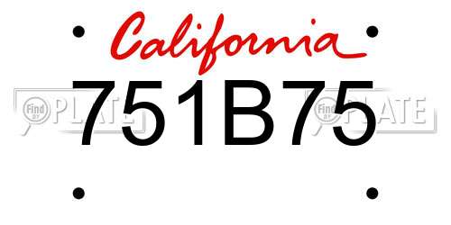 751B75 California License Plate