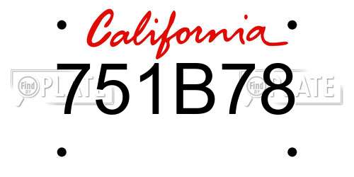 751B78 California License Plate