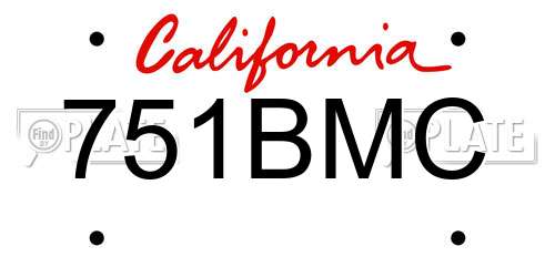 751BMC California License Plate