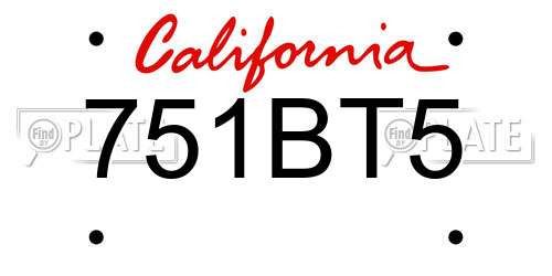 751BT5 California License Plate