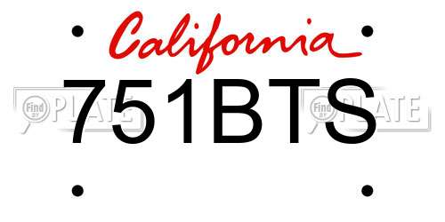 751BTS California License Plate