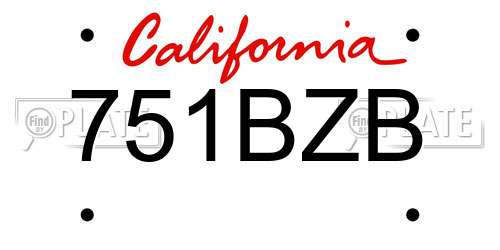 751BZB California License Plate