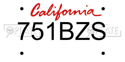 751BZS California License Plate