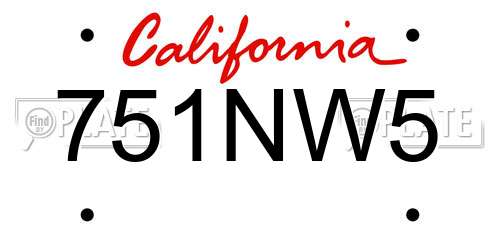 751NW5 California License Plate